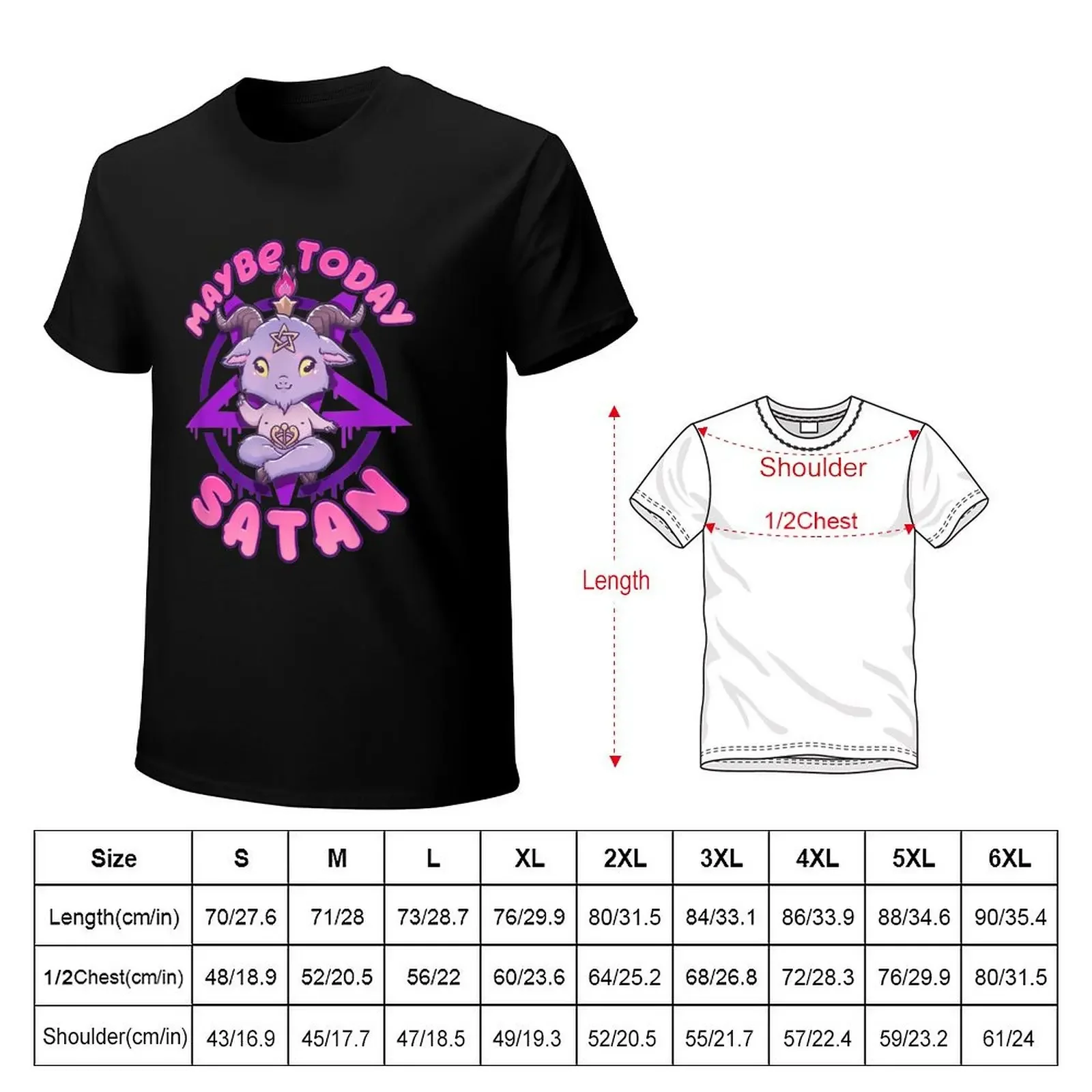 Maybe Today Satan I Cute Kawaii Anime Baphomet T-Shirt customizeds Short sleeve tee anime summer top black t-shirts for men