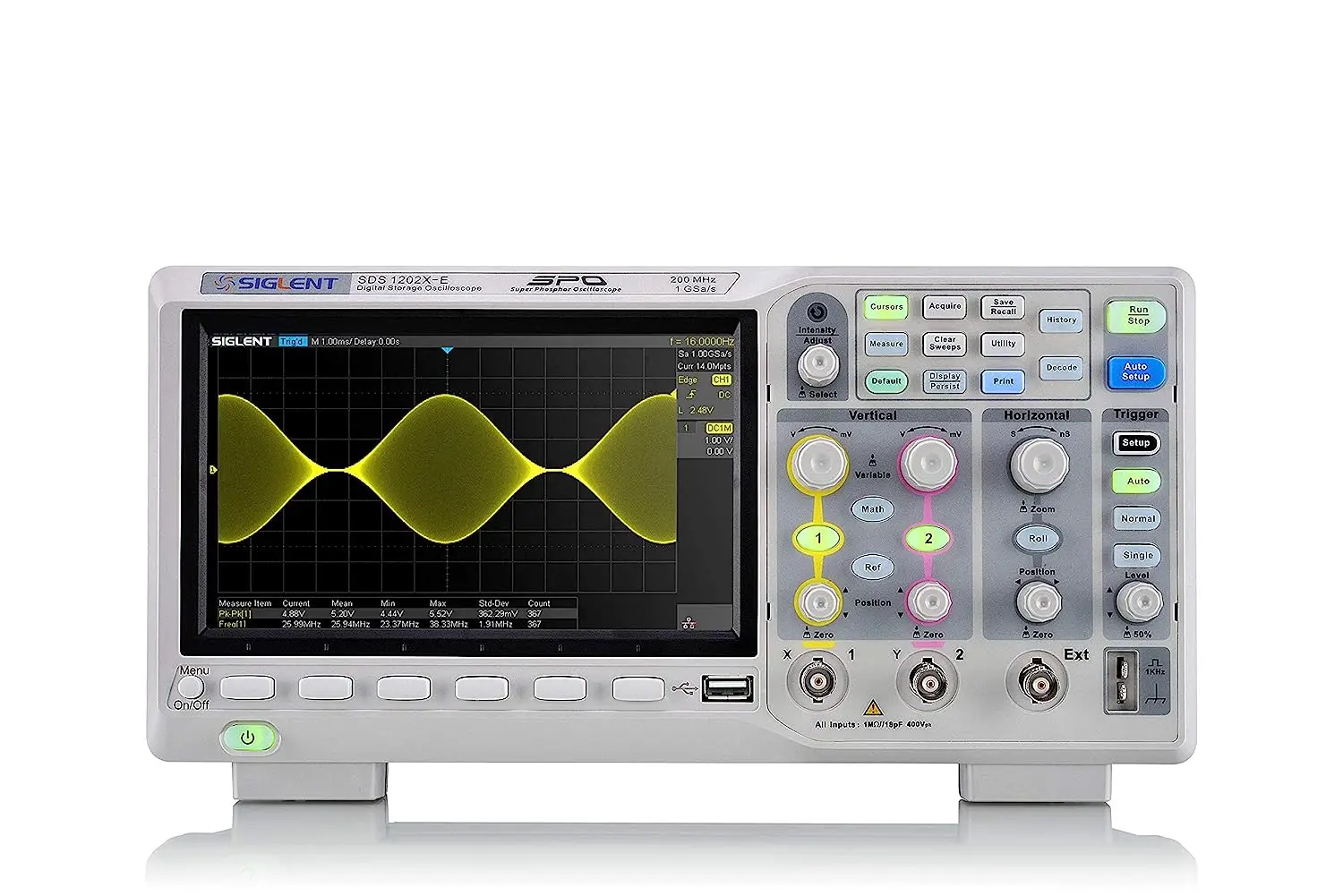 Imagem -04 - Osciloscópio Digital Canais Gsa s Display Lcd Tft 200 Mhz Siglent-sds1202x-e