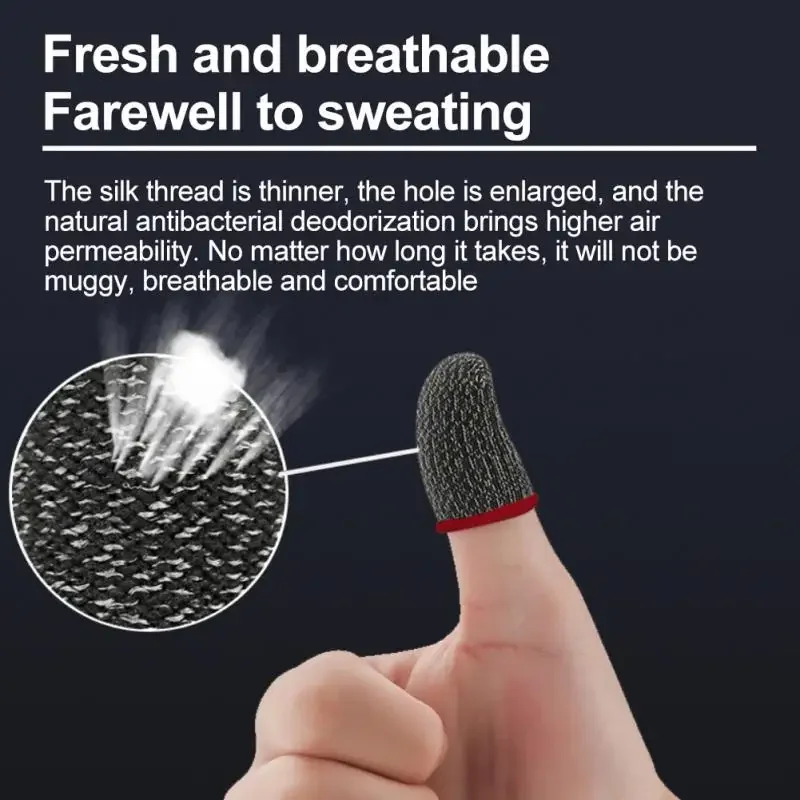 Mobile Gaming Finger Sleeve Anti-Sweat Finger Sleeve For PUBG Mobile Game Silver Fiber Touchscreen Gamer Thumb Protector