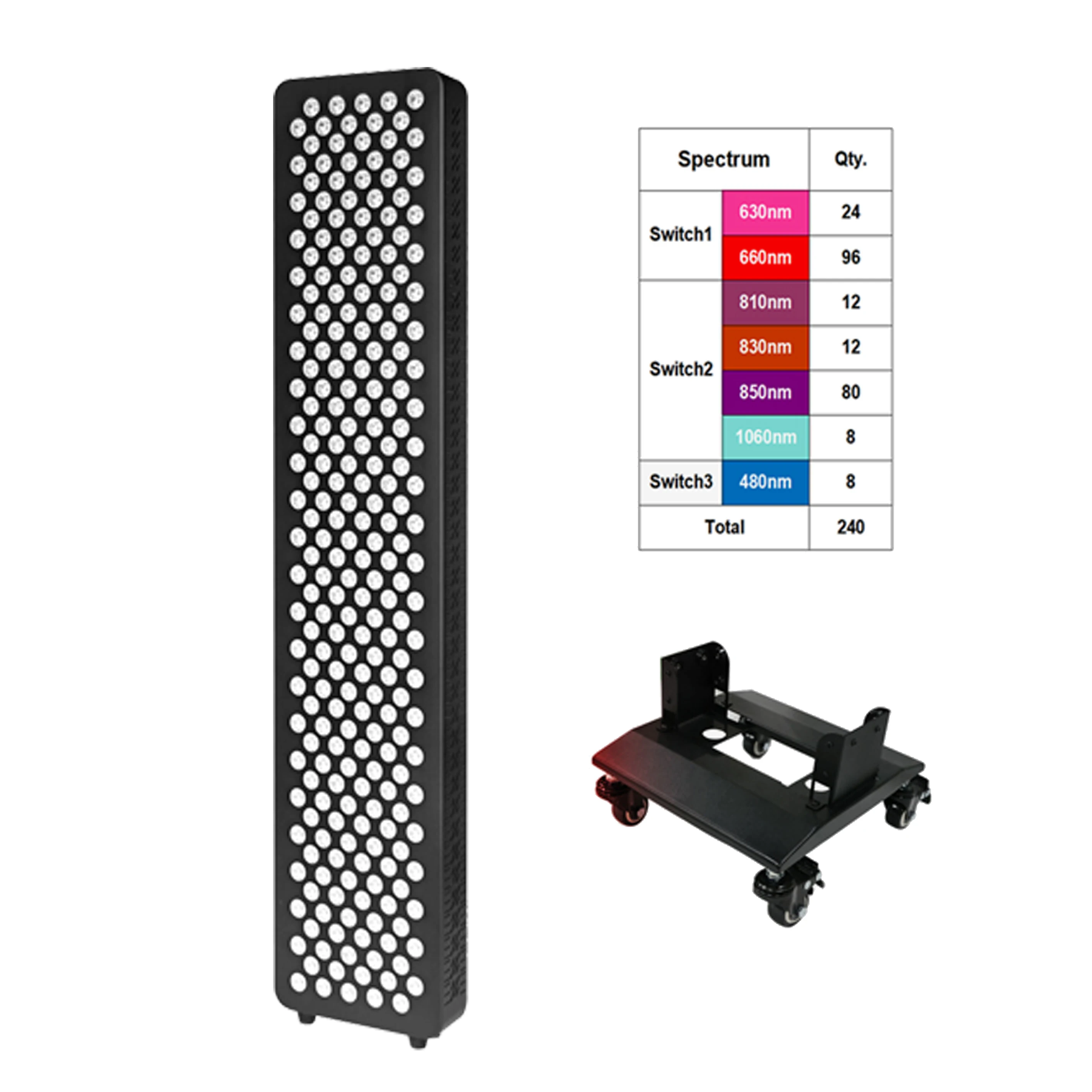 

Therapy Panel Device Updated Touch Screen 630nm 660nm 810nm 830nm 850nm 480 1060nm Full Body Red& NIR Therapy Panel with stand