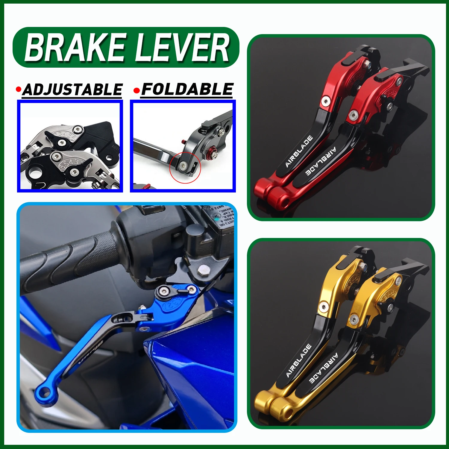 For Honda Airblade 160/150 2007-2024 CNC Brake Lever Clutch Lever Set Adjustable Folding Handle Guard Levers Airblade150