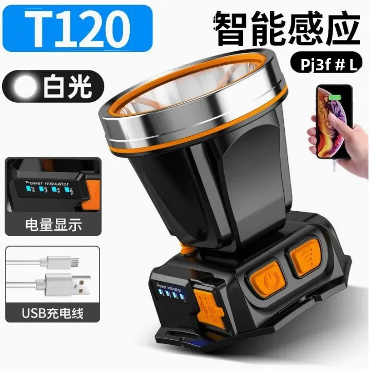 Head-worn lighting, ultra-bright, high-intensity, lithium-ion battery-powered fishing and mining lamp, for outdoor hiking