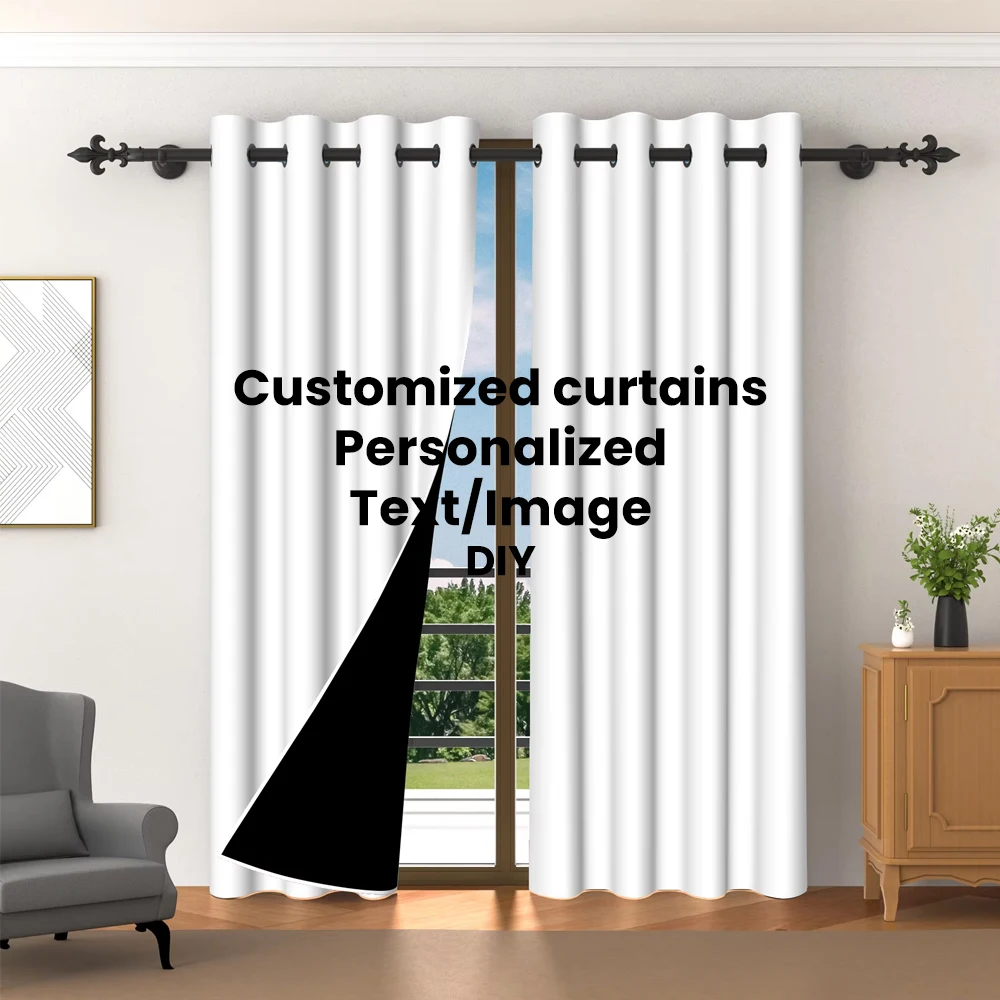 ที่กําหนดเองส่วนบุคคลม่านบังแดดสําหรับห้องนั่งเล่นห้องครัวห้องนอนตกแต่งบ้านคู่แหวนผ้าม่านซับสีดํา