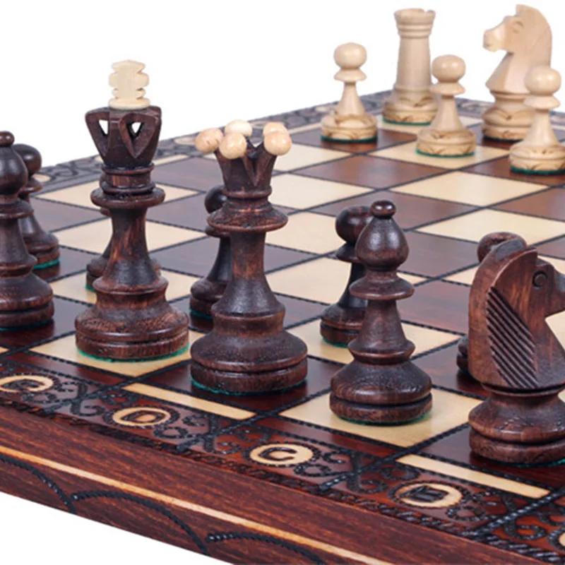 

Luxury Wooden Chess Set 42*42cm King Height 85mm Chess Pieces Floding Chessboard Chess Game Family Table Board Game