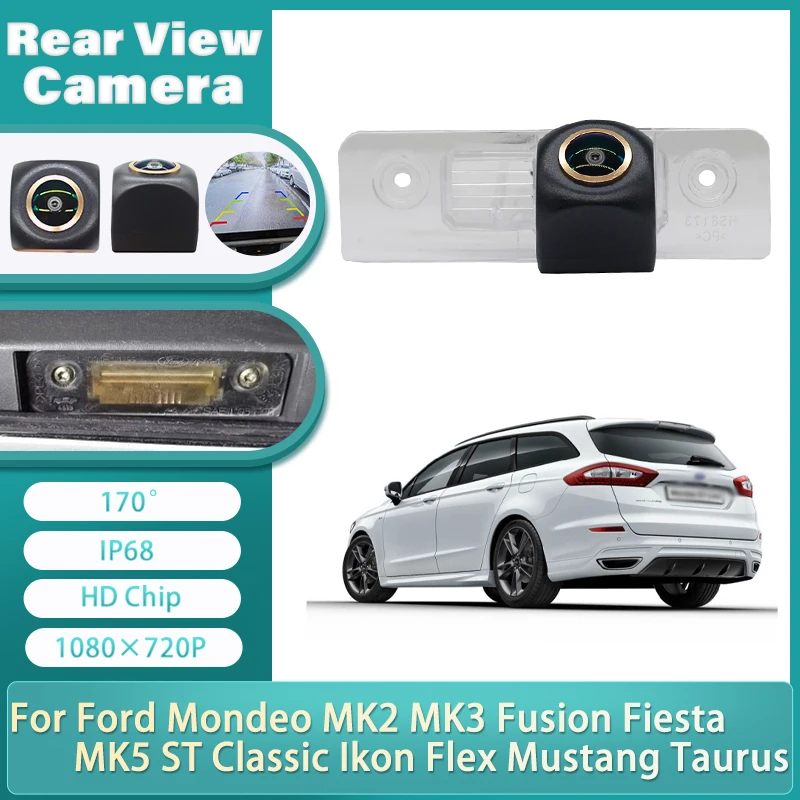 170 ° Cámara de visión trasera de coche resistente al agua dorada para Ford Mondeo MK2 MK3 Fusion Fiesta MK5 ST Classic Ikon Flex Mustang Taurus
