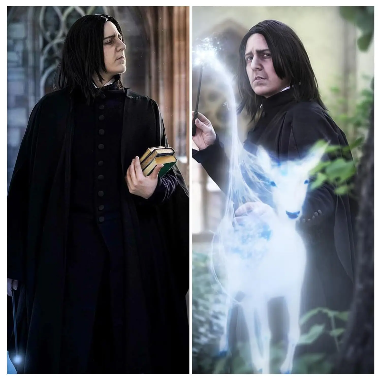 Dark Professor Severus Wizard Costume Men Wig Long Black Heat Resistant Synthetic Wigs For Adults Cospaly Halloween Party Anime