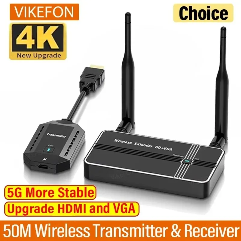 4K 50M ไร้สาย HDMI VGA Video เครื่องส่งสัญญาณ Extender จอแสดงผลอะแดปเตอร์ Dongle สําหรับโทรศัพท์ TV Monitor โปรเจคเตอร์ PC