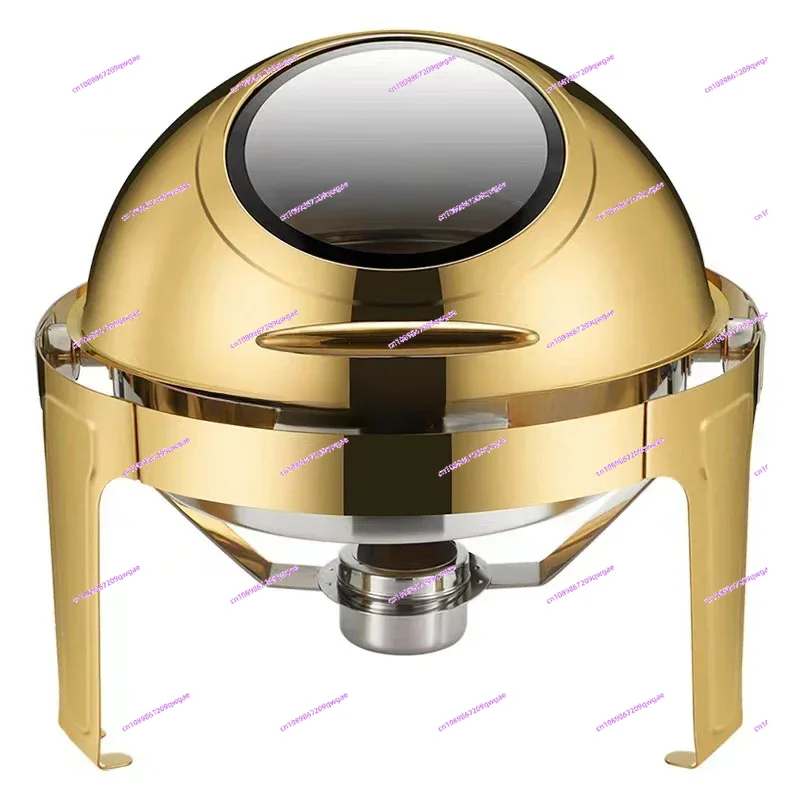 

6L Large Roll Top Round Dining Silver Chafing Dish Food Warmer，Hotel Large Stainless Steel Gold Hot Pot