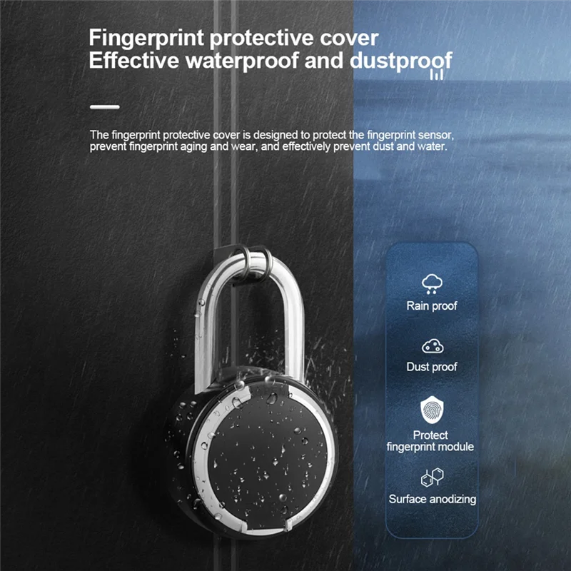 

1Set Tuya Smart Fingerprint Lock Outdoors Waterproof Luggage Dormitory Cabinet Gym APP Remote Fingerprint Padlock Black
