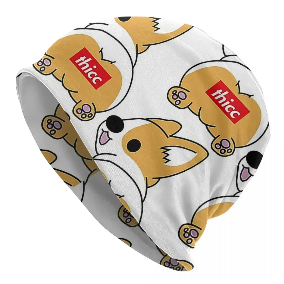 Thicc Corgi Butt Warm Knitted Cap Hip Hop Bonnet Hat Autumn Winter Outdoor Beanies Hats for Unisex Adult