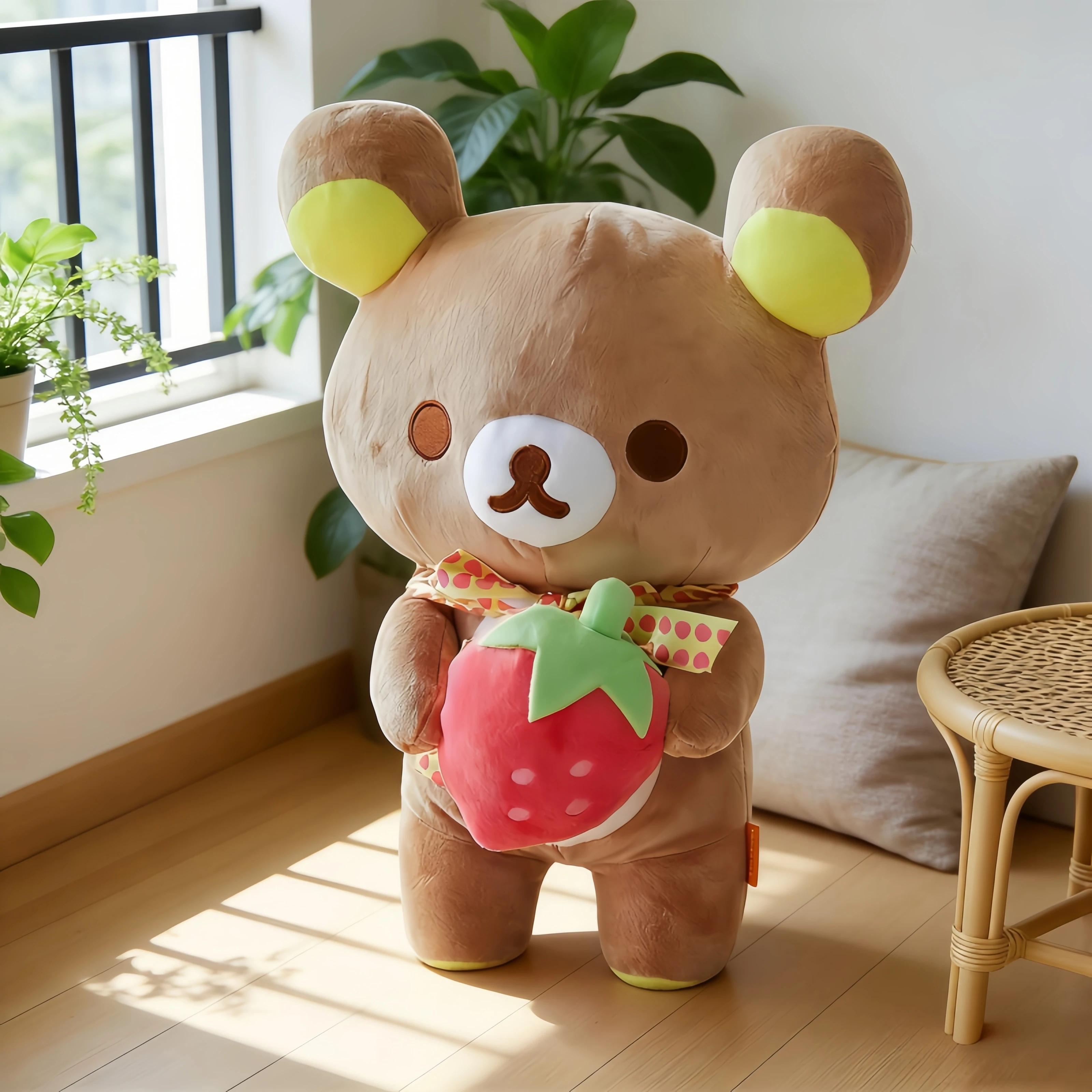 

Adorably Holding Strawberries Rilakkuma Plush Toys Adorably Korilakkuma Doll White Brown Bear Stuffed Doll Toys Girl Gifts