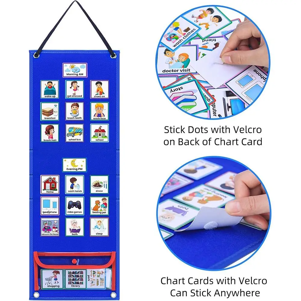 with Autism Toddler Visual Schedule Children Autism Learning Materials Foldable Calendar Chart Hangable Chore Pocket Chart