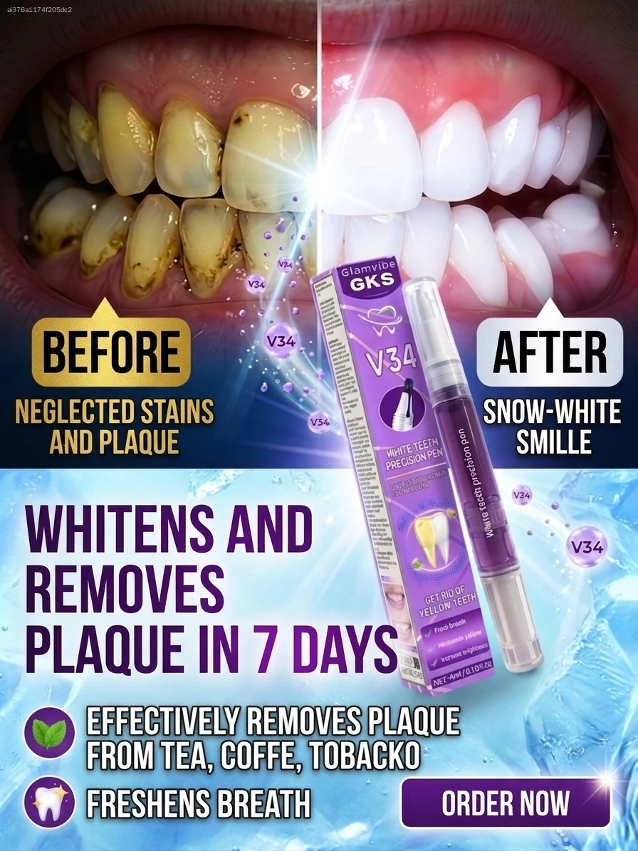 Teeth Whitening Gel Pen - V34 퍼플 치아 미백 펜, 커피