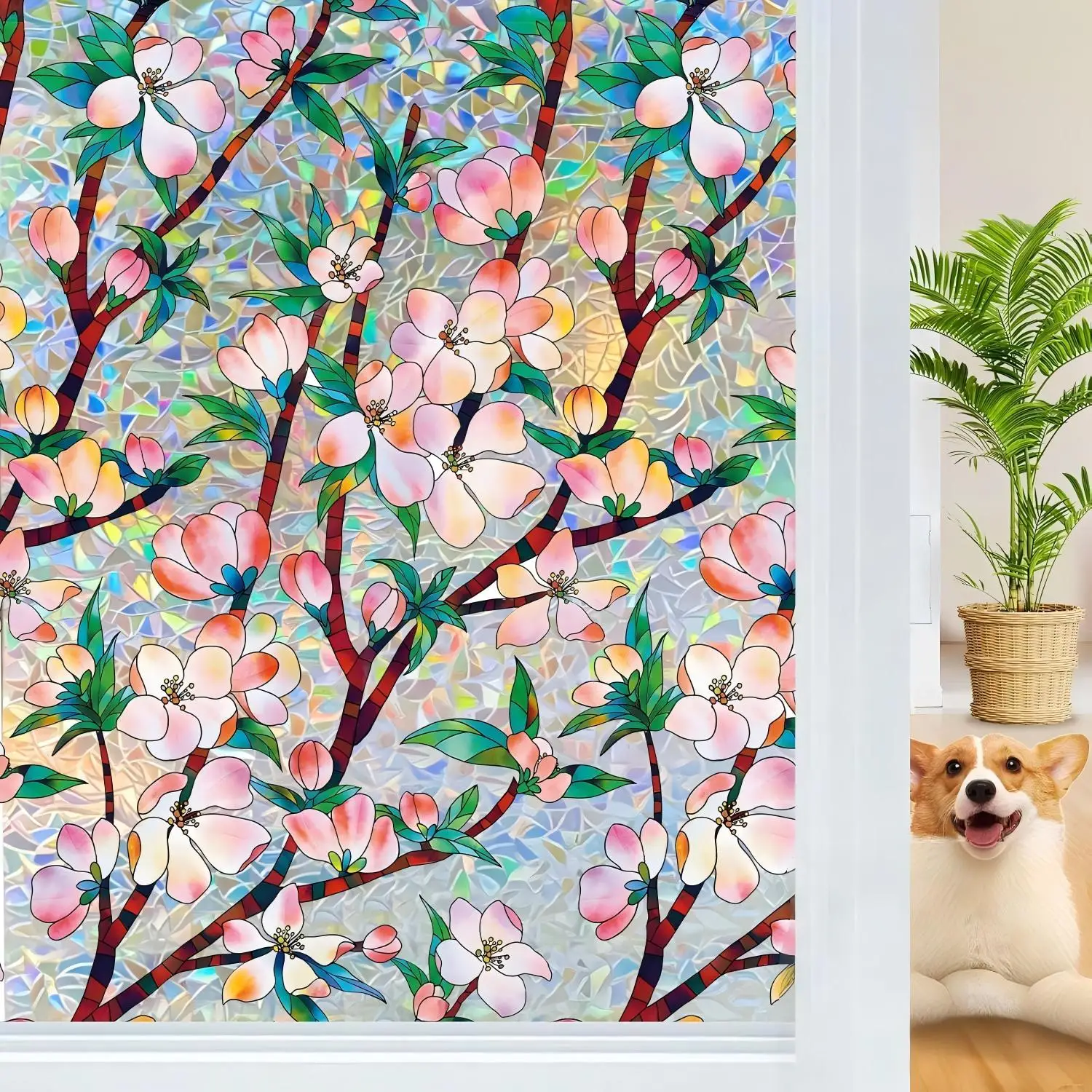 Regenbogen-Fenster-Sichtschutzfolie, Dekorative 3D-Aufkleber, Buntglas-Effekt, Statisch Haftende Aufkleber, Sonnenfänger-Fenstertönung für Zuhause