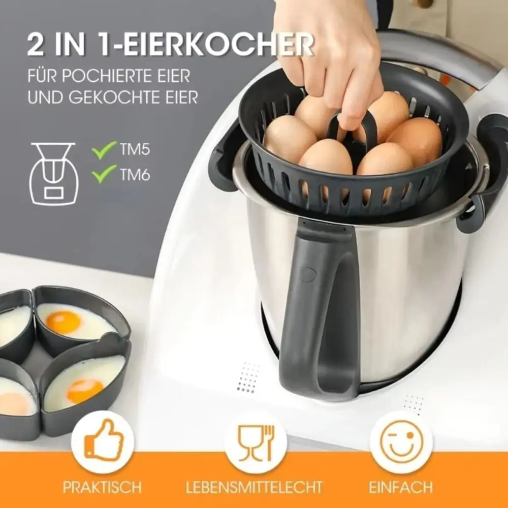 Dual Function Egg Cooker Basket Removable Poaching Cups Dishwasher Safe Egg Steamer Basket for TM5 TM6 Machine Accessories