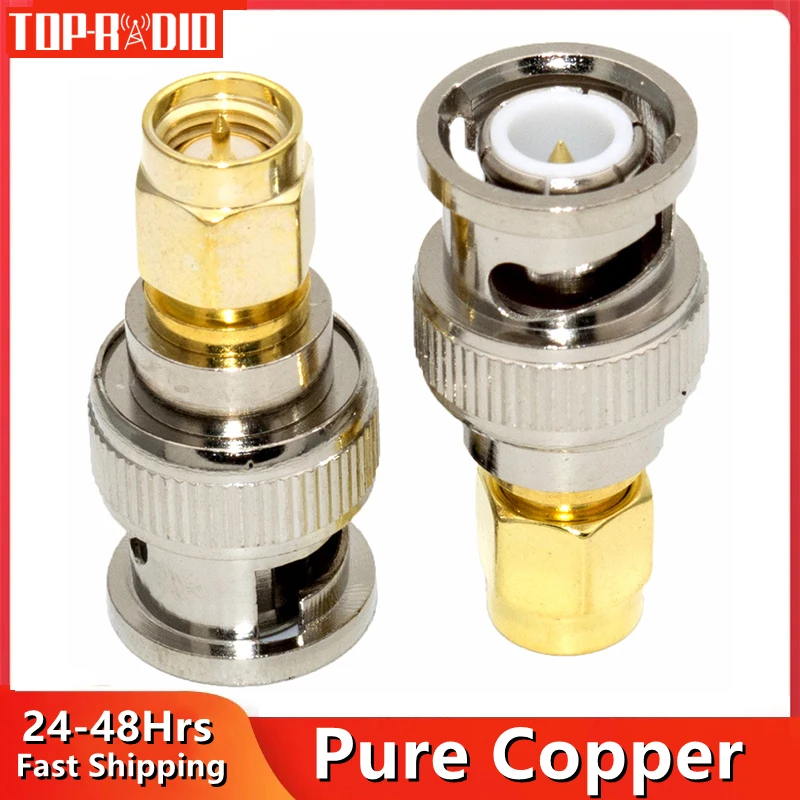 1PC SMA Male to BNC Male RF Adapter SMA-J/BNC-J Walkie-talkie Antenna Connector Brass Straight