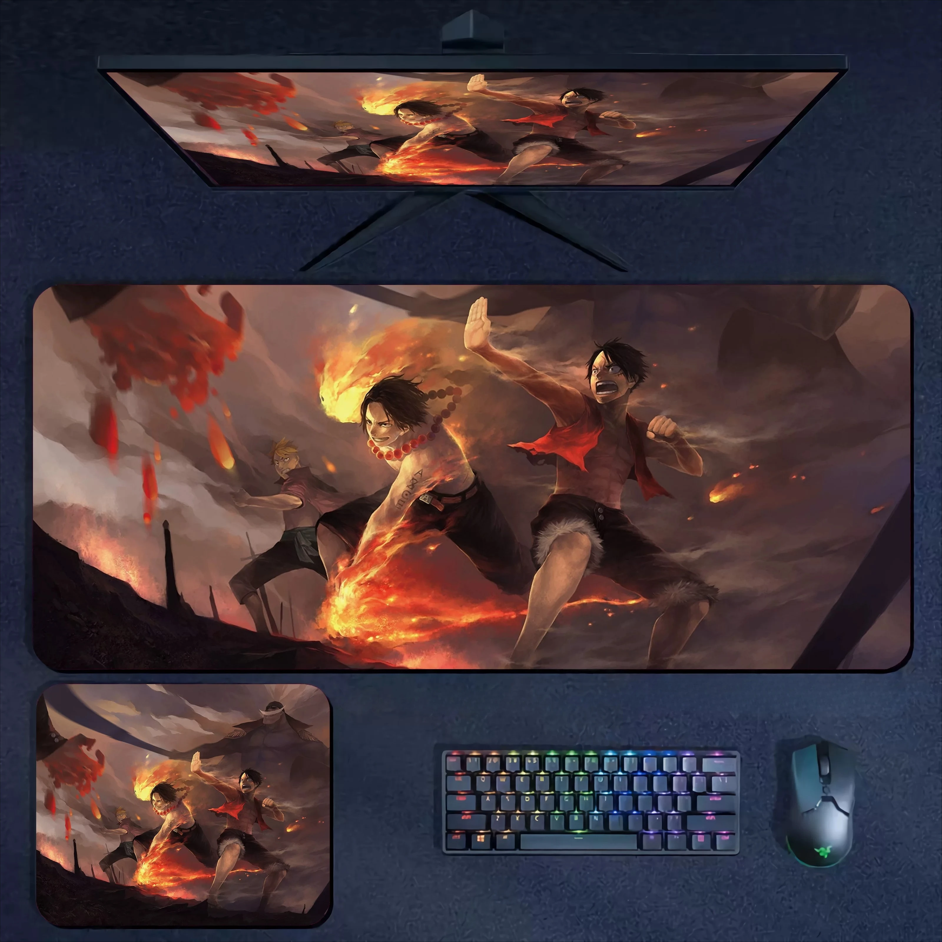 High Definition Anime ONE PIECE Leather Mouse Pad Oversized Anime Laptop Keyboard Desk Pad Luffy Roronoa Zoro Non-slip Mouse Pad