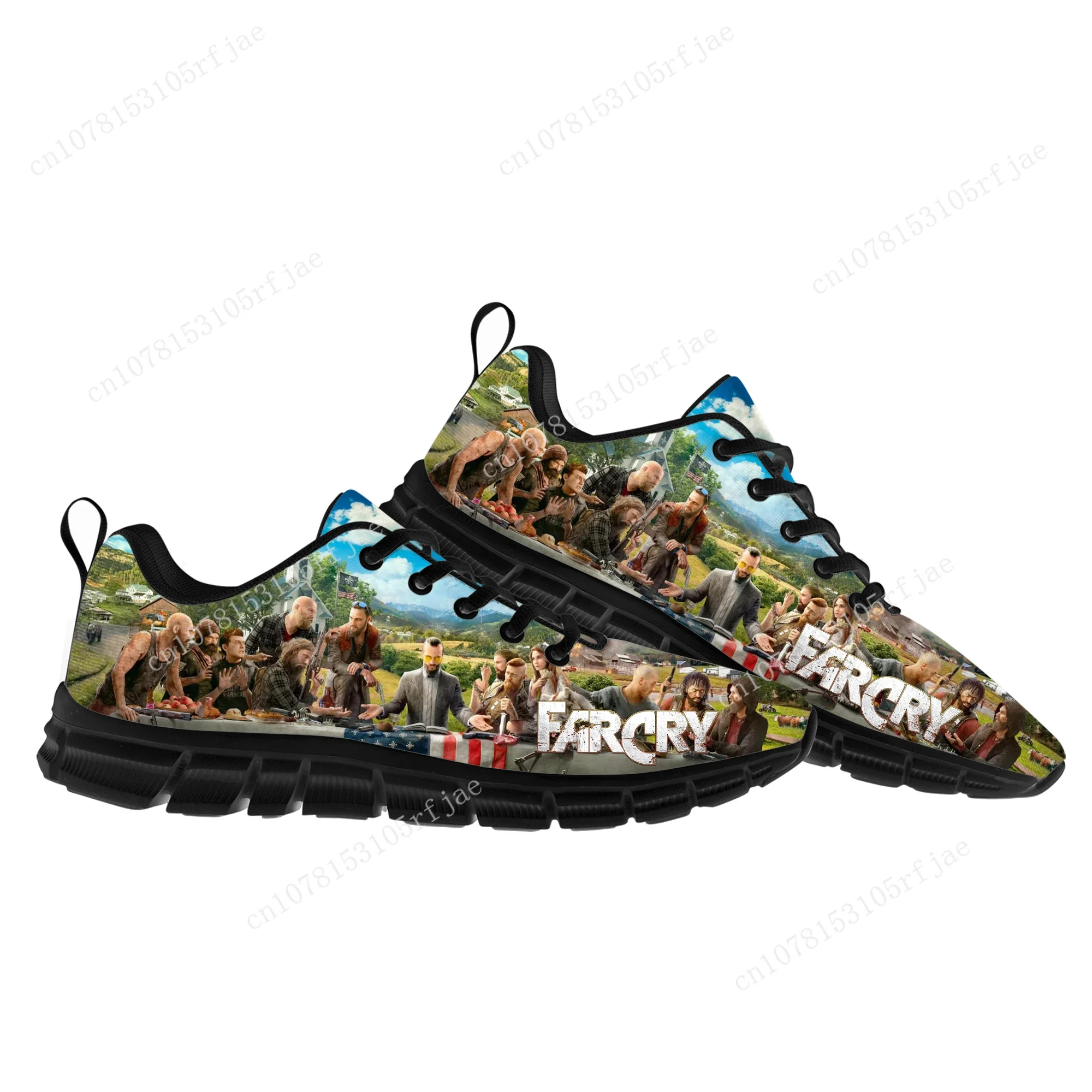 Far Cry Custom Sports Shoes para homens e mulheres, Jogos de desenhos animados para crianças adolescentes, Sapatilha de alta qualidade, Custom Built Shoes