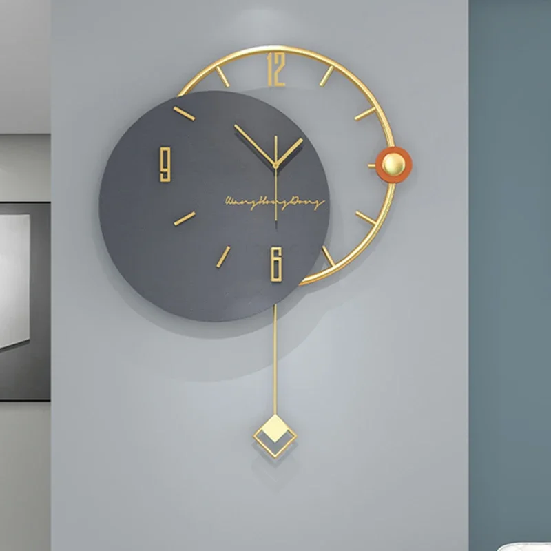Modern Metal Wooden Decorative Wall Clock Living Room Furniture Large Wall Clock Creative Temperament Restaurant Wall Clock f