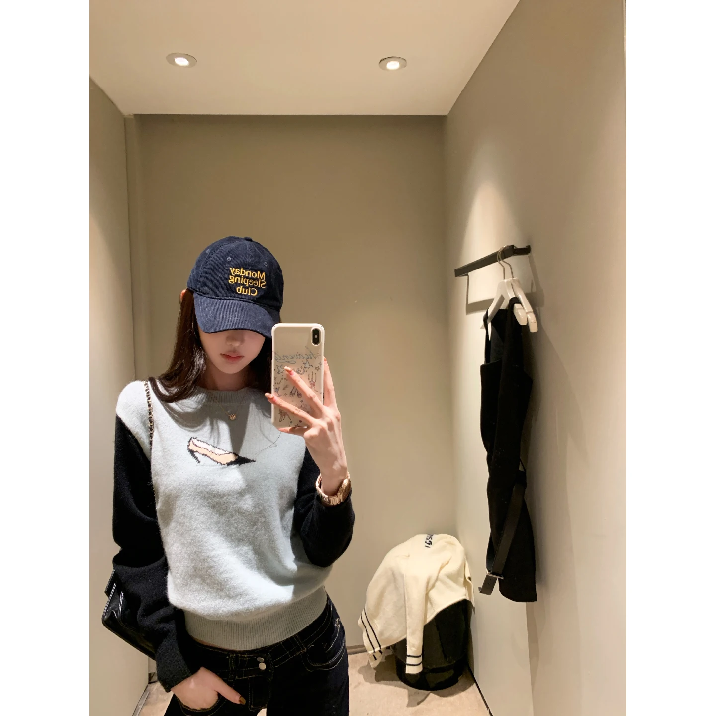 

OKMAOP Lazy Wed round Ne Knitted Sweater Women's Spring Slim Fit Contrast Color Knitwear Comfortable Breathable Long ...