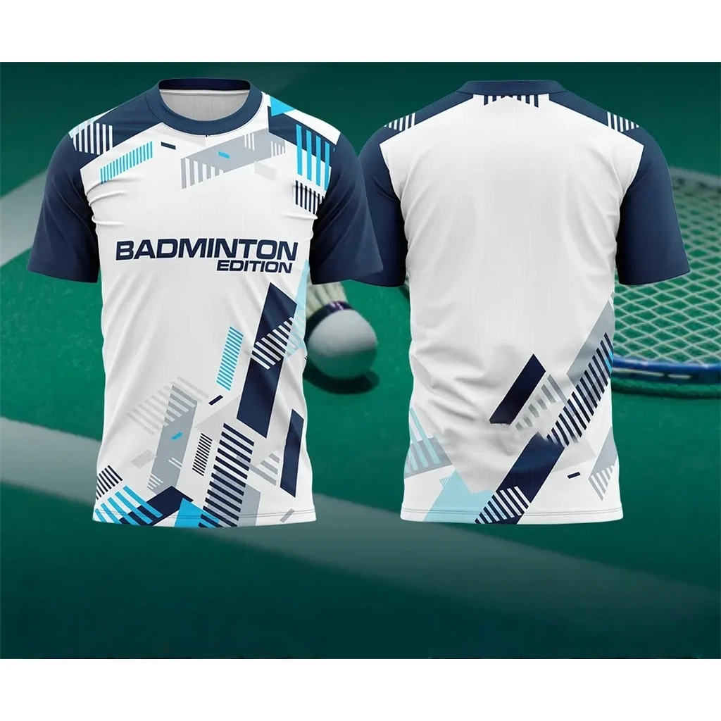 Men's Summer 3D Sports Badminton Printing T Shirt Fitness Lovers Graphic Short Sleeves Gym Fashion Streetwear T-Shirts Clothes