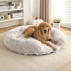 Round Dog Bed Dog Plush Pet Bed Winter Thickened Pad Dog Sleeping Bed Sofa Removable Pad Dog Small Large Dog kennel