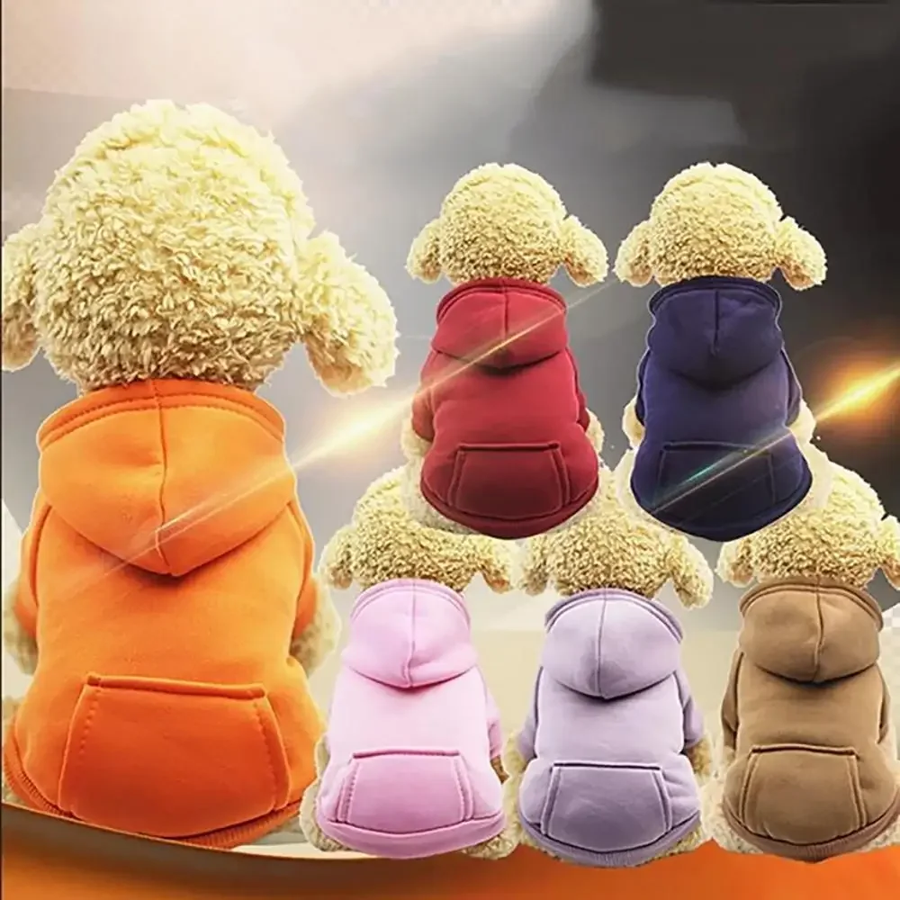 Puppy Pet Hooded Sweatshirt Autumn Winter Two-legged Pocket Cat Dog Clothes