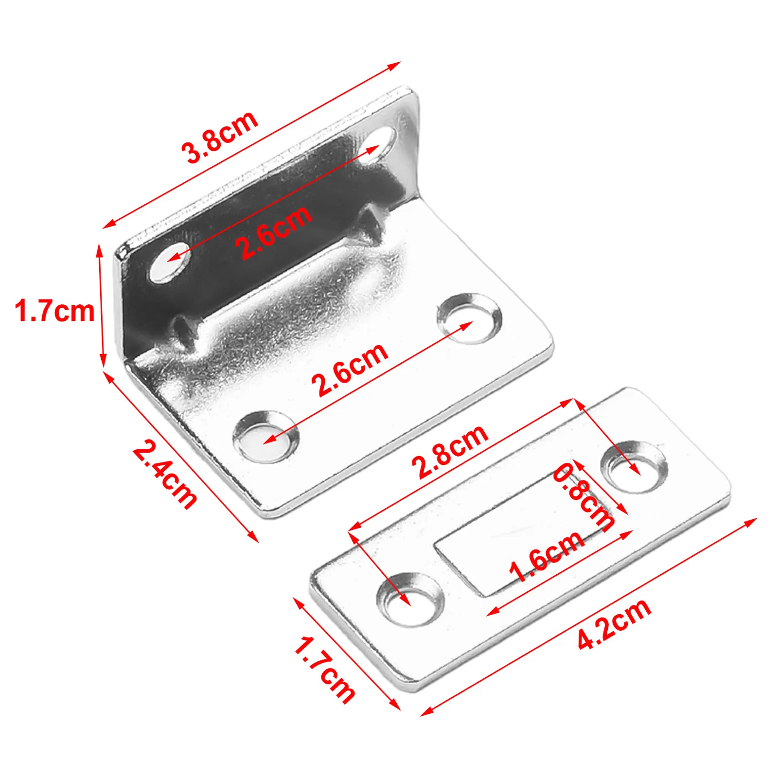 Magnet-Tür-Saugschalter-Klemme, silberfarbener Edelstahl, weit verbreitet, 1 Stück, 38 x 24 mm, einfach zu installieren, unsichtbar, starkes Material