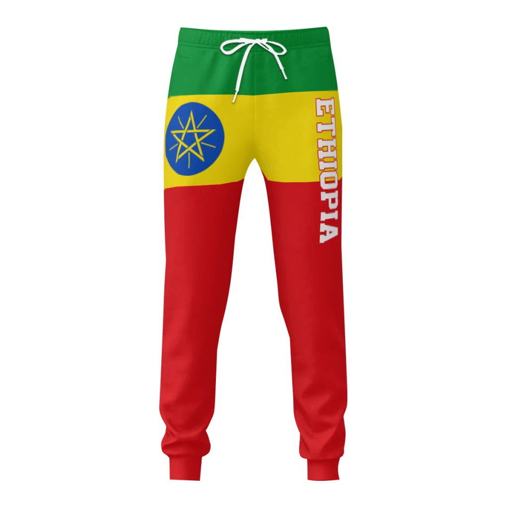 Mens Sweatpants Ethiopia Flag Ethiopians Pants with Pockets Joggers Soccer Football Multifunction Sports Sweat With Drawstring