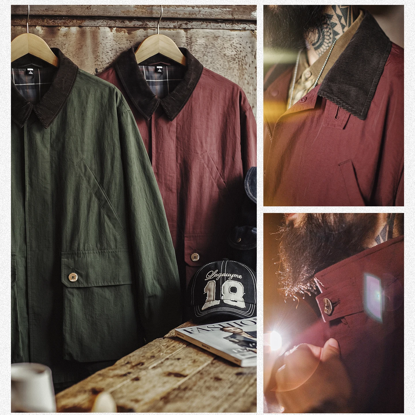 Maden Men's Vintage Workwear Field Jacket Water Resistant Safari Jacket Stand Collar Utility Coat Casual Outdoor Jacket Autumn