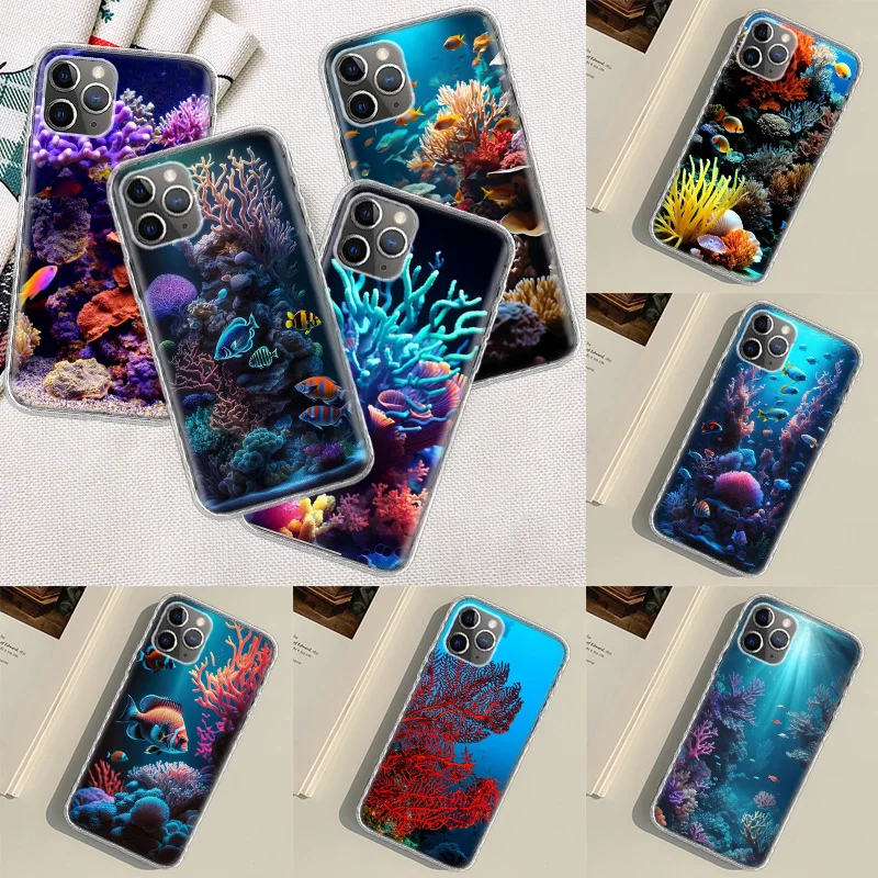 Coral Reefs and Their Small Fish Phone Case For Apple Iphone 15 14 13 16 Pro Max Cover 11 12 Mini Fundas X XS Max XR 8 7 Plus Ca