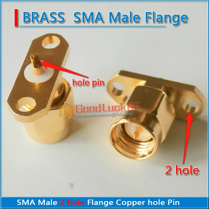 1 Pcs Connector SMA Male Rhombic With 2 Hole Flange Panel Chassis Mount deck Solder PTFE copper RF Coax Adapters