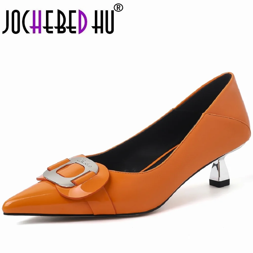 1948 jochebed hu】décolleté a spillo a punta in vera pelle di marca donna elegante fibbia dorata Decor vera pelle scarpe con tacco alto da donna