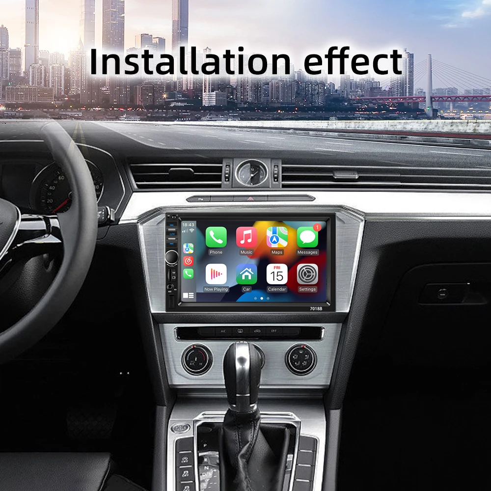 7'' Car Stereo Double Din Apple CarPlay Android Auto Wired Connection Bluetooth 5.1 FM Radio EQ SWC Backup Camera Input MP5 view 5