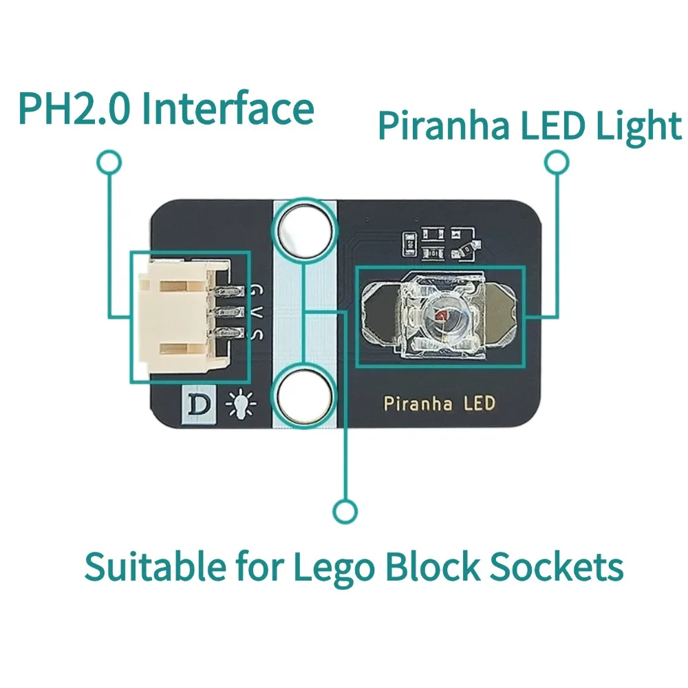 High Brightness Red Piranha Digital LED Module, PH2.0 Interface Detachable Building Block Case, Lego Compatible LED Light Module
