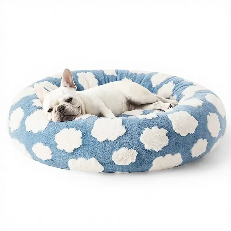 for Soft Plush Bite Proof Thickened Round Pet Bed Dog Cat Cloud Pattern