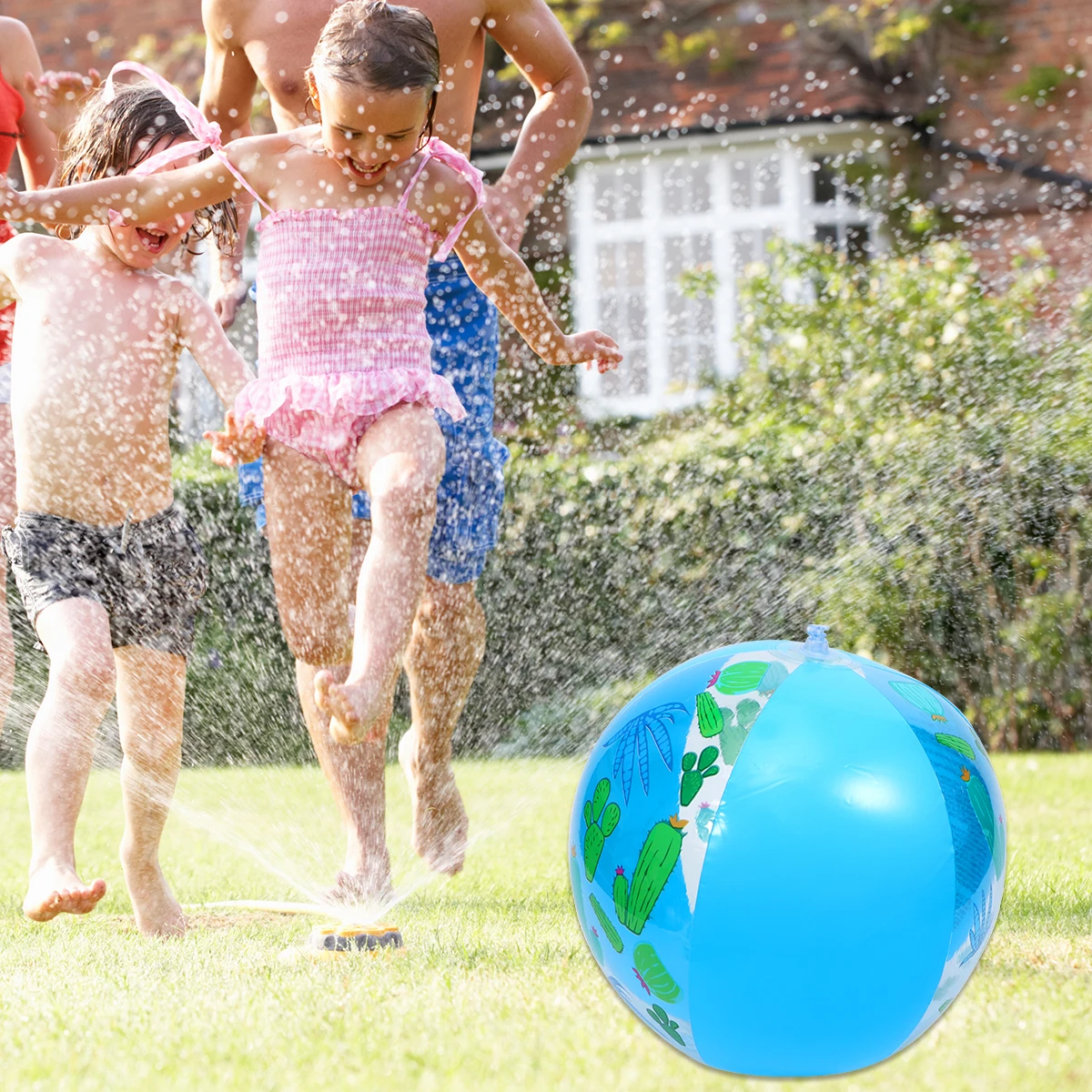 

1pc Colorful Pattern Children Inflatable Beach Ball Inflatable Ball Playing Stretch Ball (Random Color, with 5.25inch Inflator P