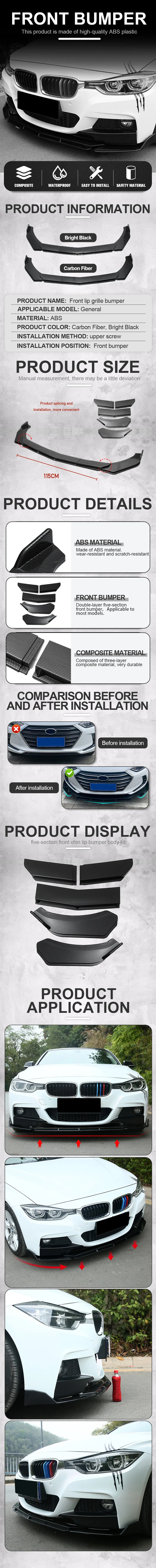 Heißer Verkauf 5 stücke Verbesserte Frontschürze Schaufel mit Abgestuften Design Hochwertige ABS Material Auto Zubehör Zubehör – Detail 1