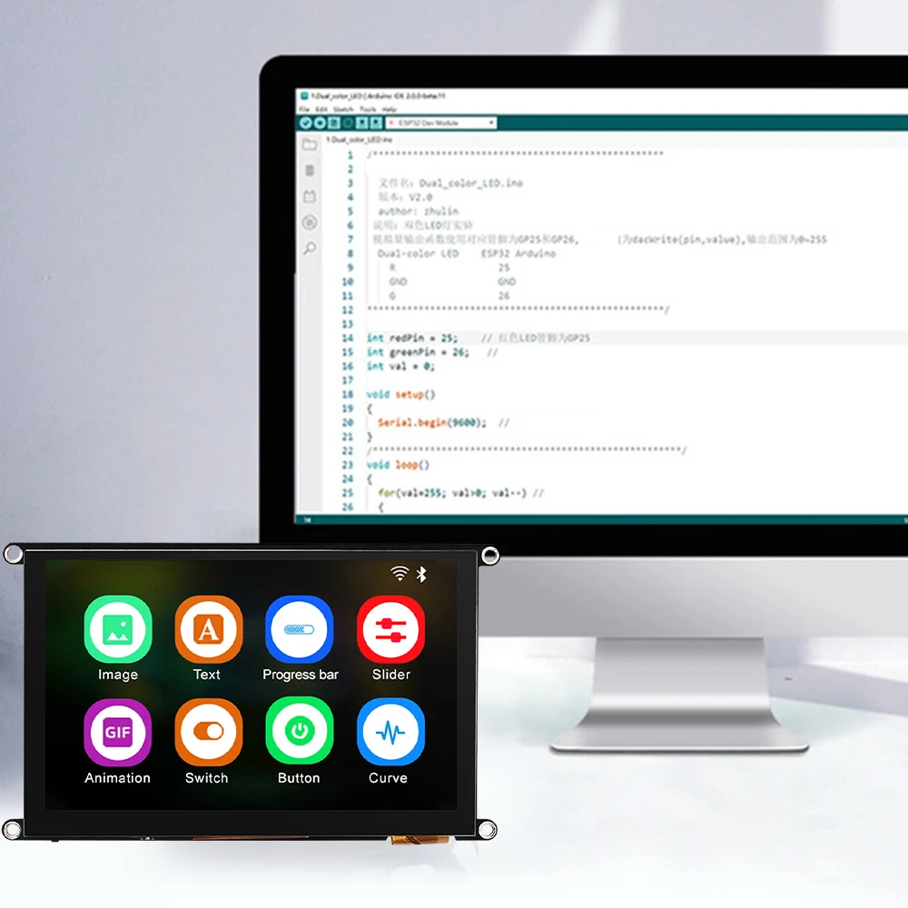 ESP32-S3 4.3 polegadas 5 polegadas IPS 480*272 módulo de exibição LCD tela de toque capacitiva com placa de desenvolvimento WIFI e Bluetooth