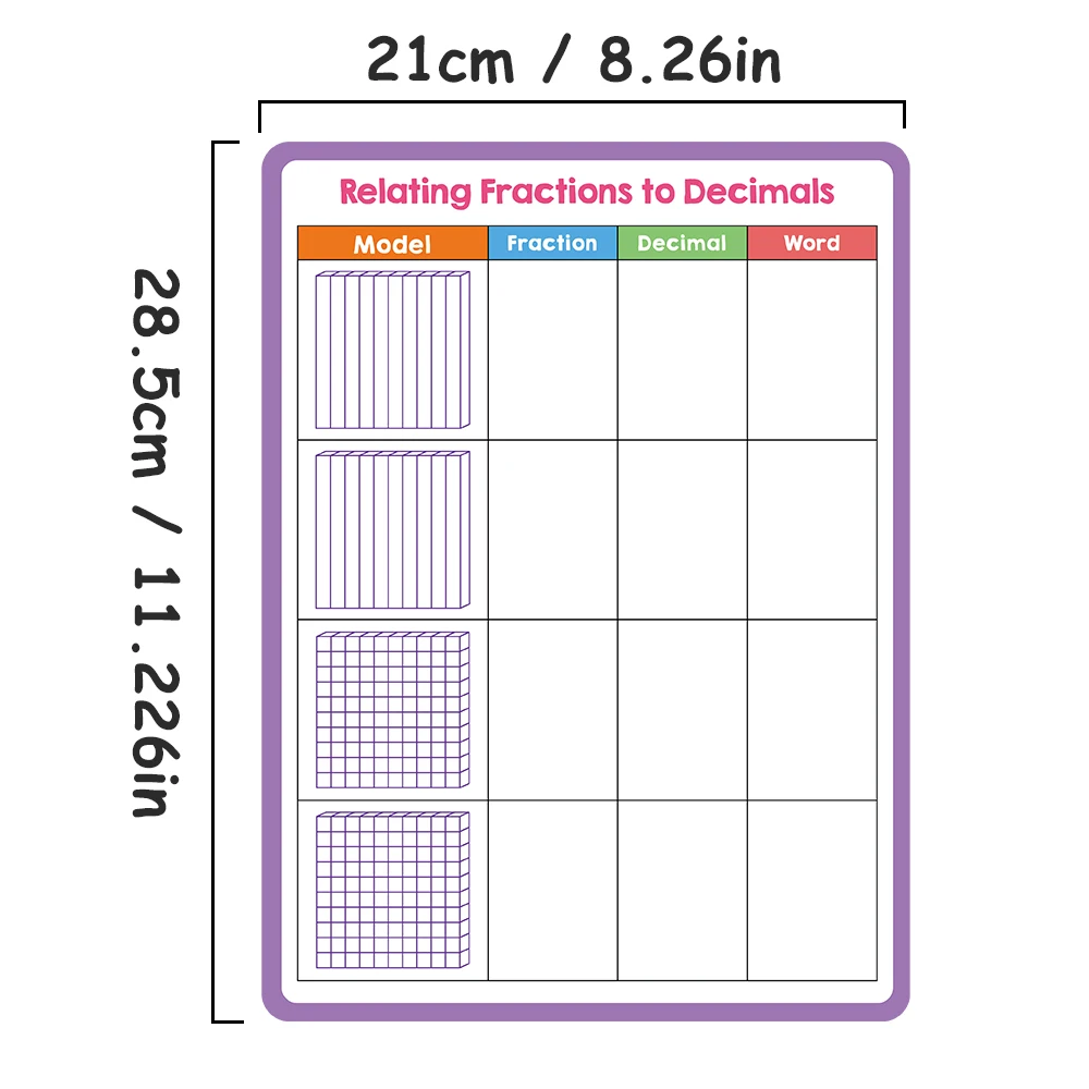 Imagem -02 - Double Sided Dry Erase Practice Board Cálculo Fração Percent Place Value Teacher Teaching Aids Primary School Student