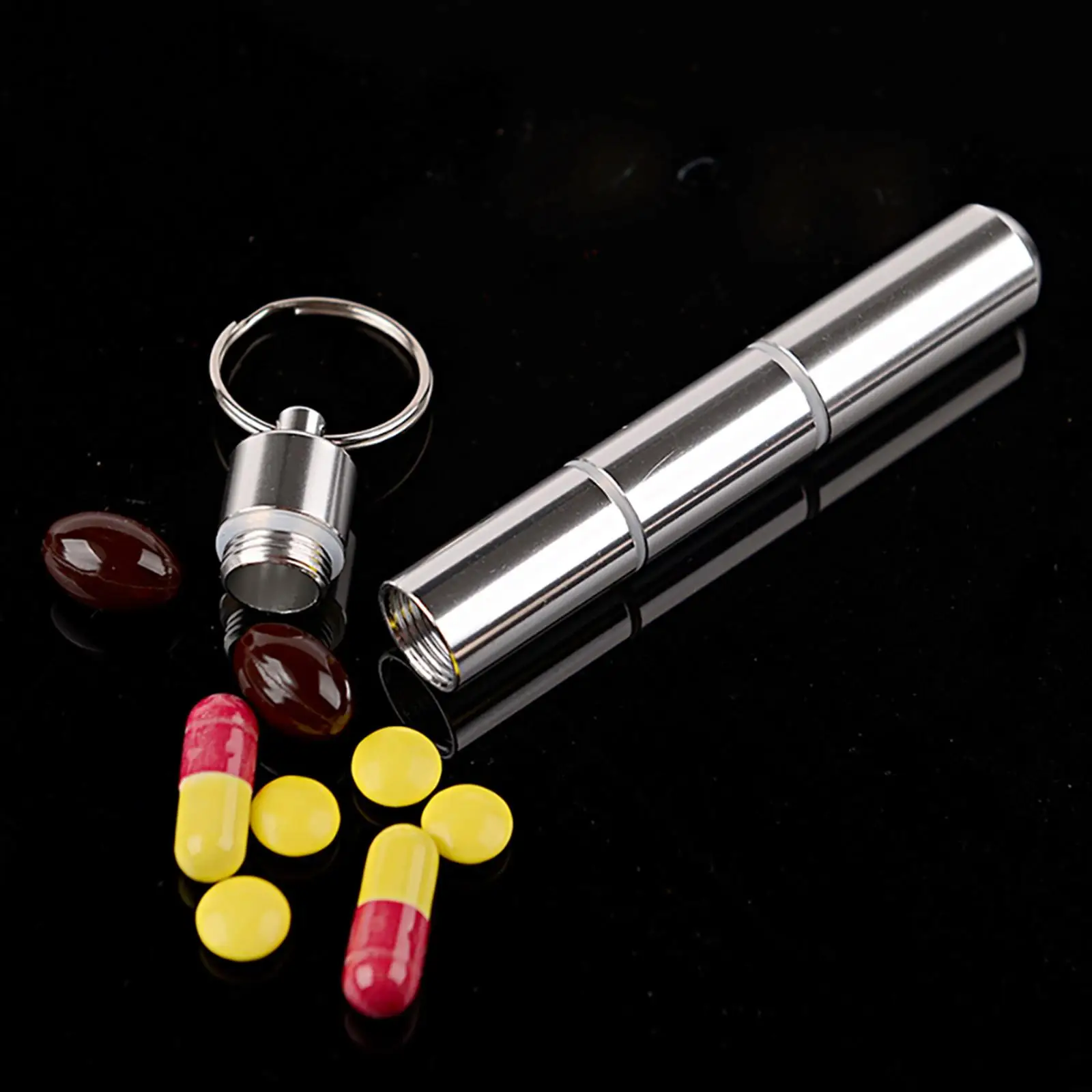 Portable Pill Case Compact Small Pill Box Keychain for Travel Camping