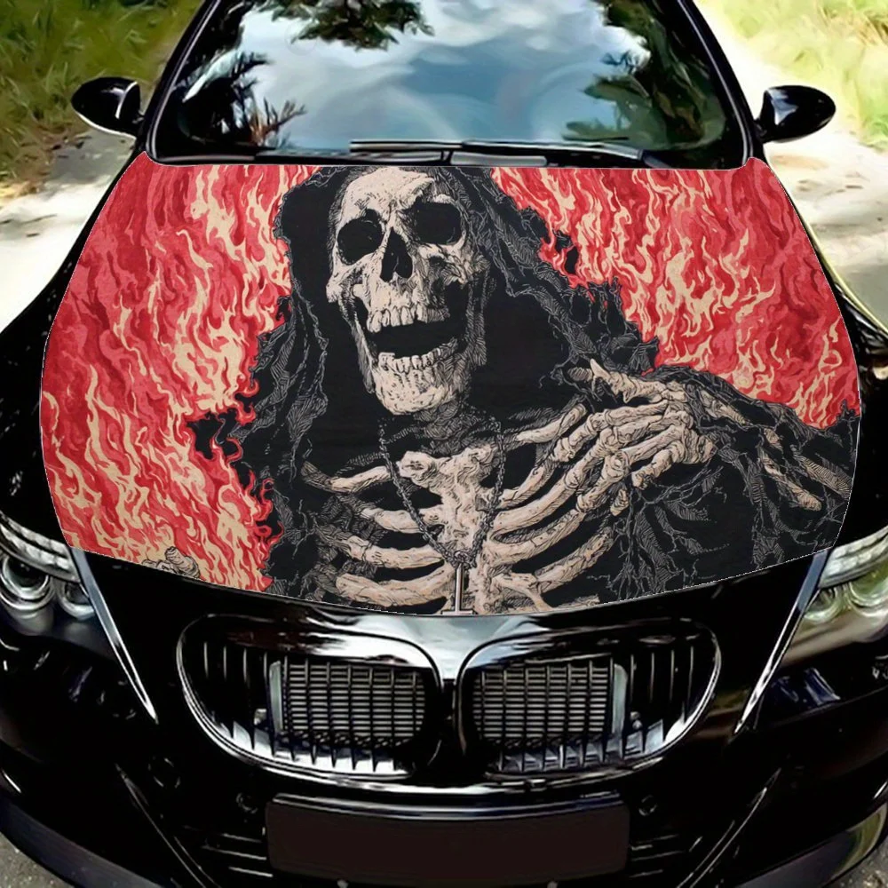 

Властное пламя Мрачный жнец ПВХ автомобильные виниловые обертывания, самоклеящаяся водонепроницаемая наклейка на капот автомобиля, защита украшения автомобиля St