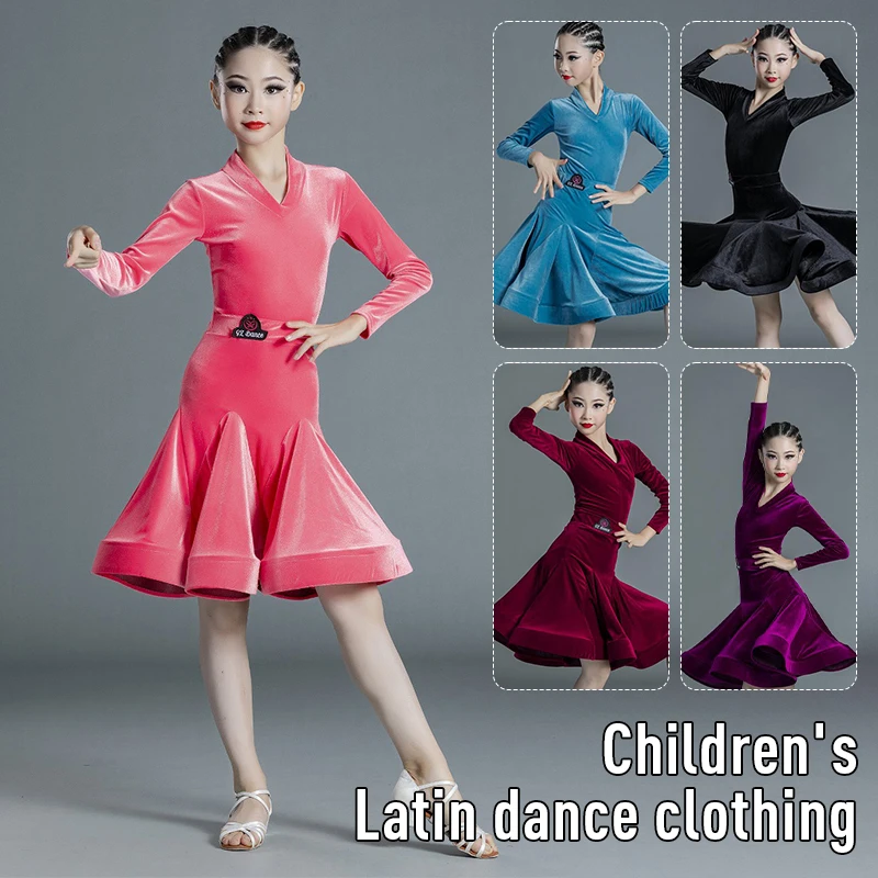 

Girls Latin Dance Dress Kids Dance Costume Practice Latin Competition Clothing Salsa Tango Dresses Girl Dance Stage Performance