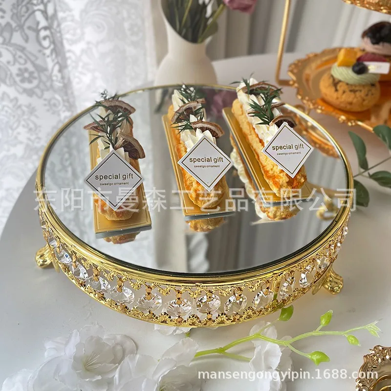 Crystal fruit plate Mirror tray Wedding arrangement Dessert table Ornament display stand Cold meal coffee break
