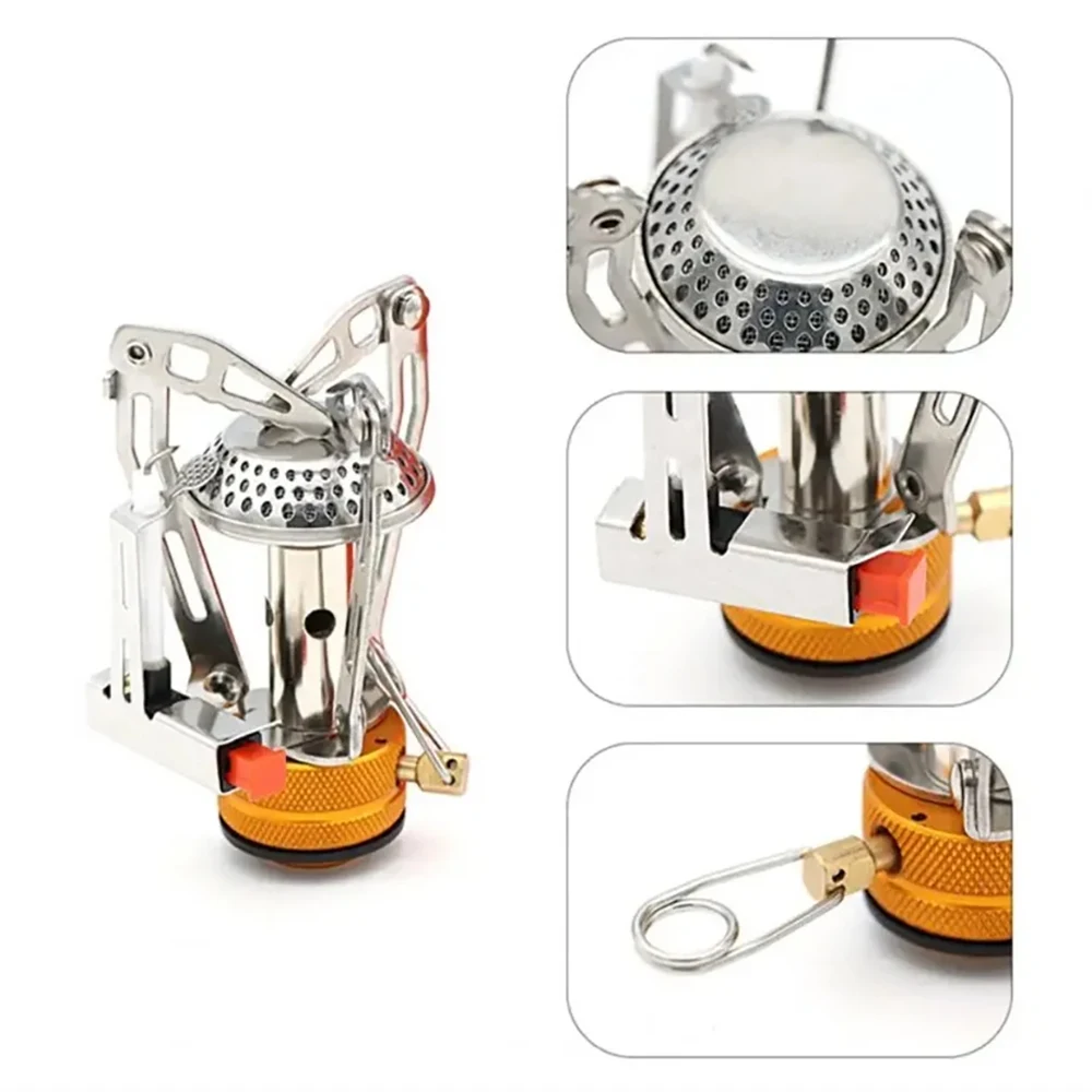 Mini Camping Gas Stove Head Folding Gas burner Ultralight small fire furance Picnic Kitchen hiking Survival cookware