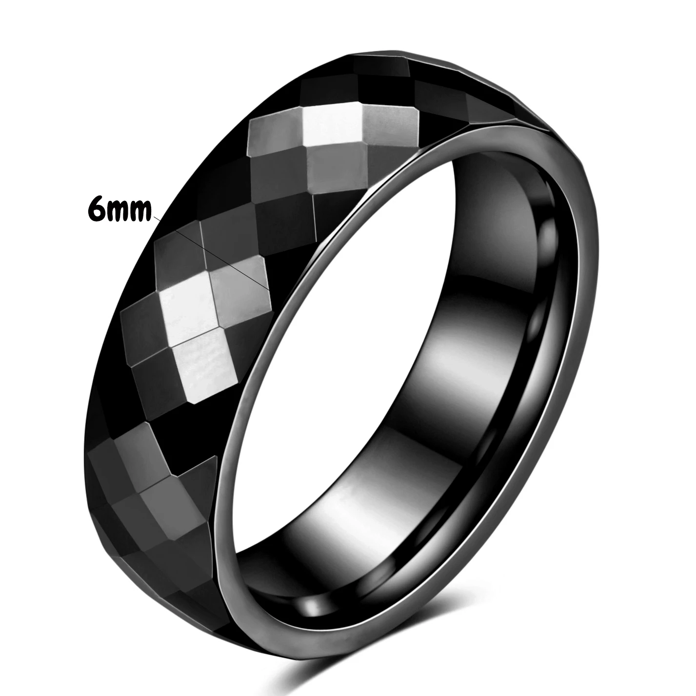 4MM/6MM Schwarz Rose Gold Facettierte Kante Kuppel Poliert Wolframkarbid Ehering Paar Ringe für Frauen Männer Größe 5-12 – Detail 7