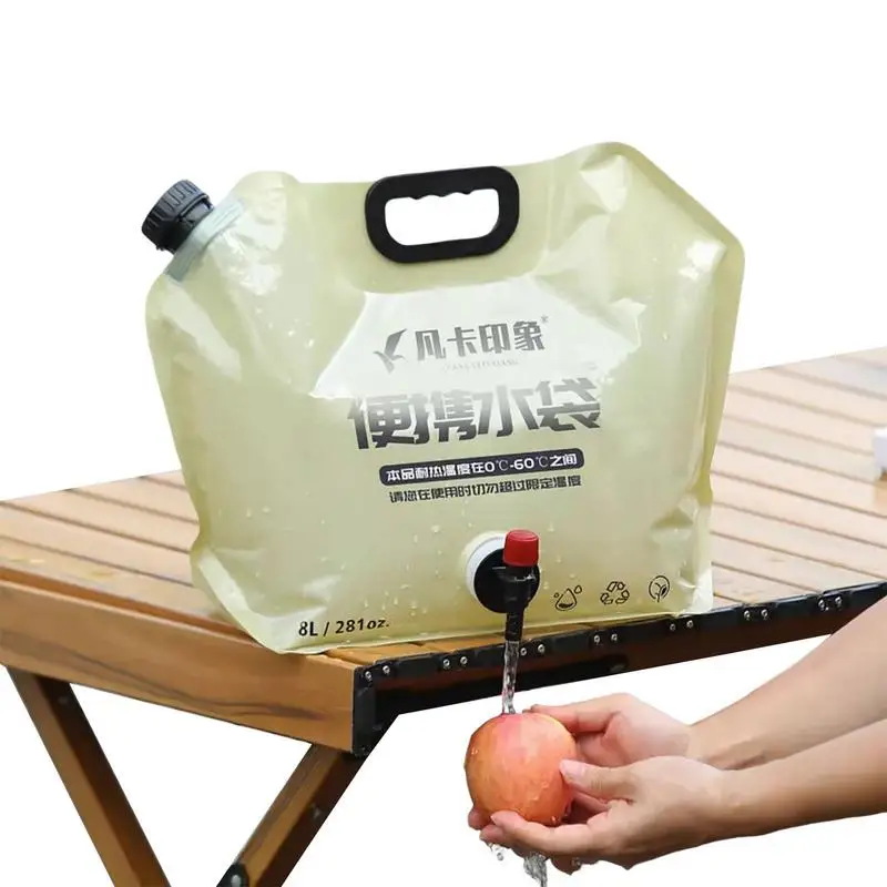 Borsa per acqua potabile all'aperto 8L contenitore per acqua pieghevole di grande capacità custodia per acqua pieghevole portatile forniture da campeggio di sopravvivenza