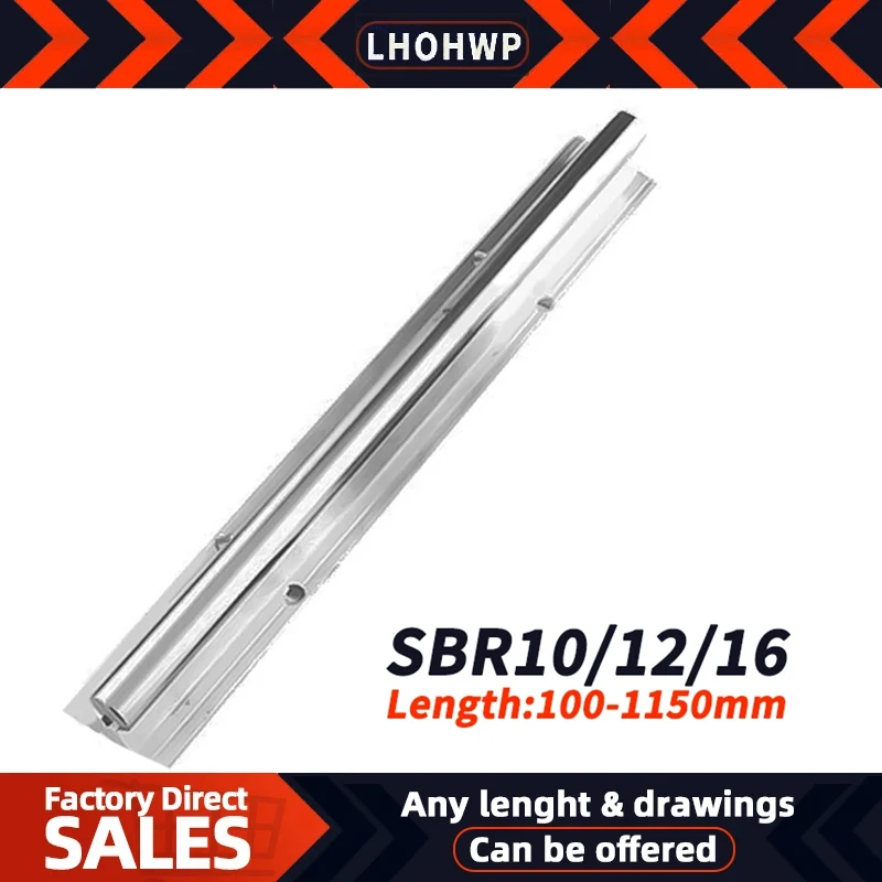 1pc Linear Guide Rail SBR10 SBR12 SBR16 150-1150mm Fully Supported Linear Rail Shaft Rod For CNC Part