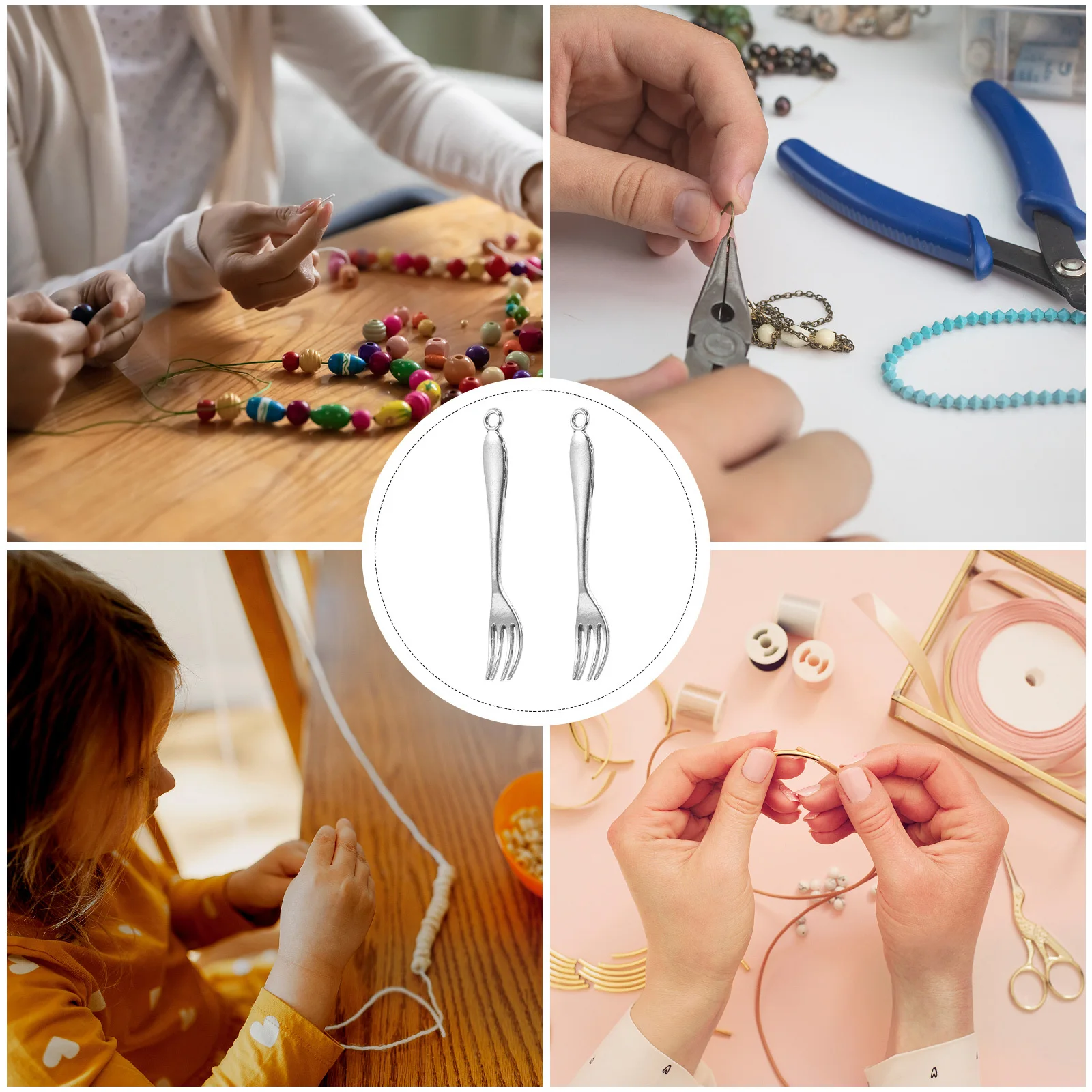 

10Pcs Silver Fork Charms Vintage Tableware Pendant Earrings Bracelets Necklaces Keychain DIY Jewelry Making Accessories