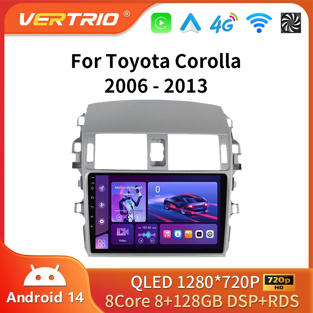Android 16 Car Radio For Toyota Corolla E140 150 2007 -2013 Multimedia Video Player GPS 2din Head Unit Carplay Auto Stereo BT 4G